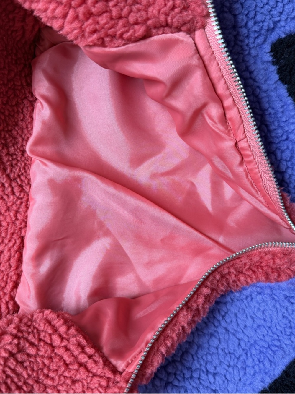 Magneto Inspired Sherpa Zip Jacket in Red, Purple & Black - Picture 2 of 4
